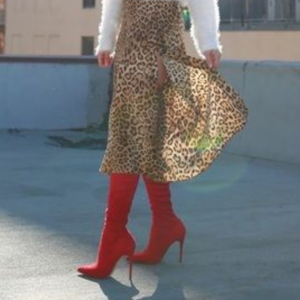 RESTOCKED - Faux Suede Stretch Over the Knee Boots - Picture 4 of 8